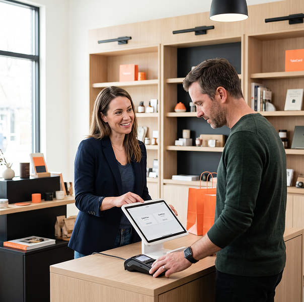 Merchant offering transparent cash and credit card payment options